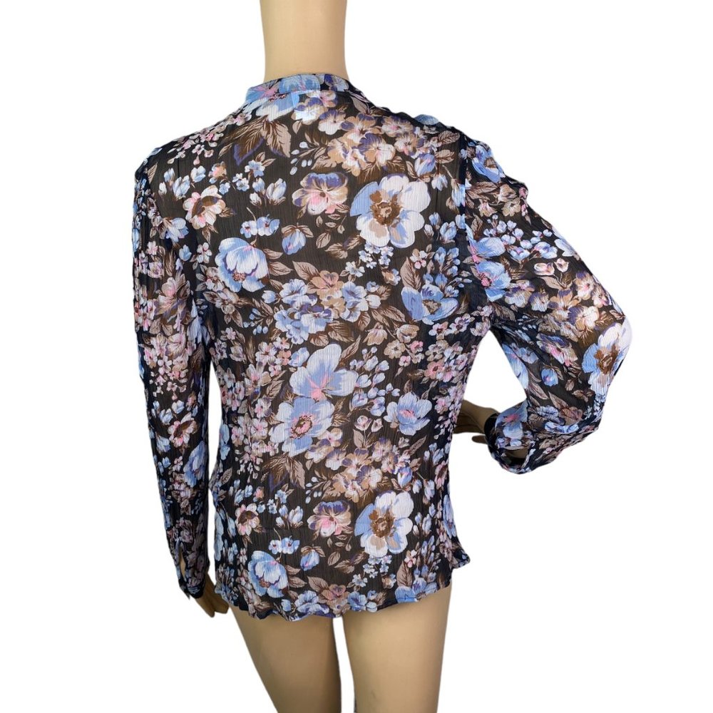 Baum Und Pferdgarten Mertrice Blue Floral Silk Blouse Womens SZ 6 - Picture 12 of 16